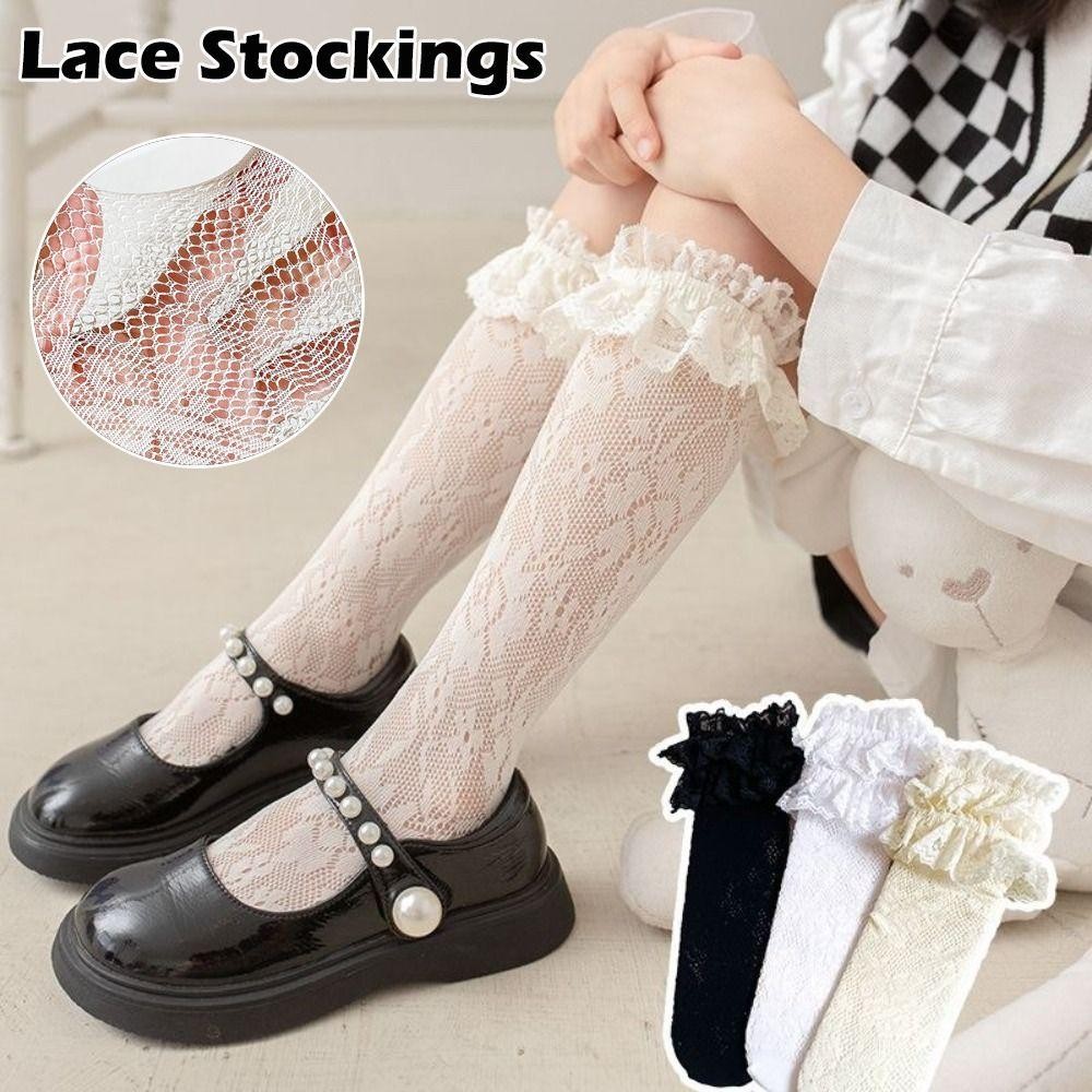 ถุงเท้าลายลูกไม้ตาข่าย สไตล์ลอลิต้า ทำจากผ้าสแปนเด็กซ์และฝ้าย - รูปที่ 6