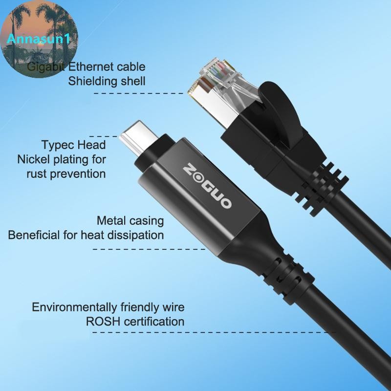 Annasun USB Type C ถึง RJ45 คอนโซลสาย 1000 M โทรศัพท์อะแดปเตอร์เครือข่ายแบบมีสายสําหรับ IPhone Ipad Samsung Huawei Xiaomi แล็ปท็อปแท็บเล็ต Converter TH