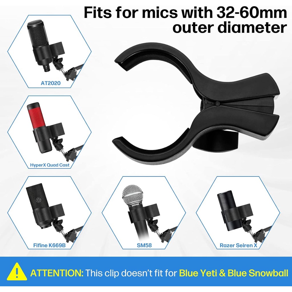 ไมโครโฟนขนาดใหญ่ Spring ClipMicrophone AccessoriesWireless Adaptive Microphone CantileverShock MountClipFits: ไมโครโฟน 3.2 ซม. และ 6 ซม.