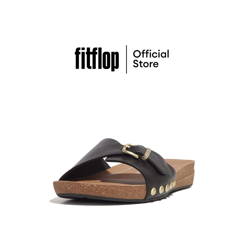 FITFLOP IQUSHION ADJUSTABLE LEATHER รองเท้าแตะผู้หญิง รุ่น HF1-001 สี BLACK