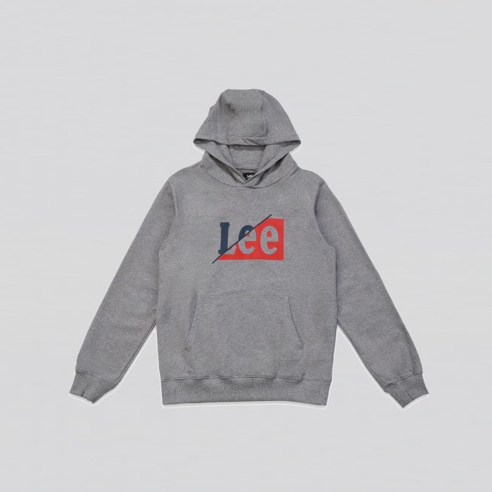 LEE เสื้อฮู้ดดี้แบบสวมผู้ชาย ทรง Regular รุ่น LE S624MHODS06 สีเทา