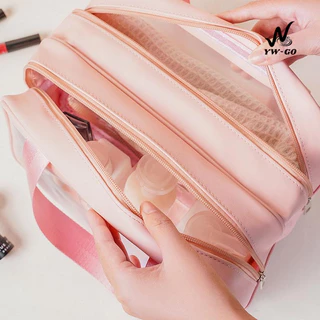 💟YW GO💟พร้อมส่ง💟 กระเป๋าเครื่องสําอาง กระเป๋าแต่งหน้าแบบใส กระเป๋ากันน้ำ มีซิป G3020