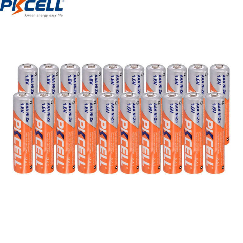 20Pcs PKCELL 1.6V AAA battery 900mWh Ni-Zn AAA Rechargeable Battery Batteries For Microphone, Wirele