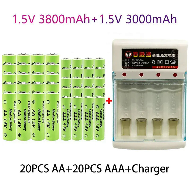 100% Original 1.5V AA3.8Ah+AAA3.0Ah Rechargeable battery NI-MH 1.5V  battery for Clocks mice compute