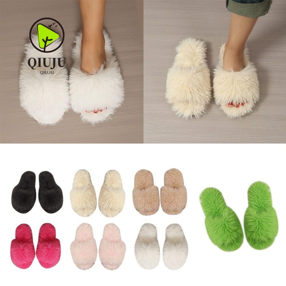 Qiju รองเท้าแตะ Plush, EVA หนาฤดูหนาว Warm Plush สไลด์, ผู้ชายผู้หญิงรองเท้าคู่รองเท้าแตะ Soft Soled เท้าอุ่นรองเท้าแตะผ้าฝ้าย