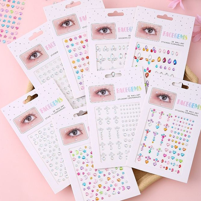 เพชรติดหน้า แต่งหน้า เพชรแต่งหน้า ติดผม มีกาวในตัว สติ๊กเกอร์ติดหน้า สติกเกอร์ติดเล็บ