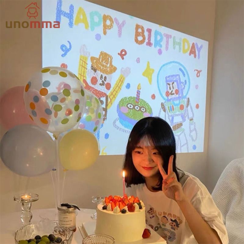 🎈โปรเจคเตอร์วันเกิด ครบรอบ Birthday projector วันเกิด ไฟถ่ายรูป โปรเจคเตอร์จิ๋ว สําหรับตกแต่ง unomma - รูปที่ 3