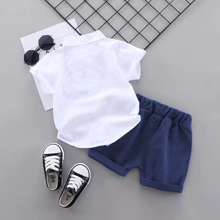 เสื้อผ้าแฟชั่นเด็กผู้ชาย1-5ขวบ เสื้อเชิ้ต+กางเกงset2ชิ้น