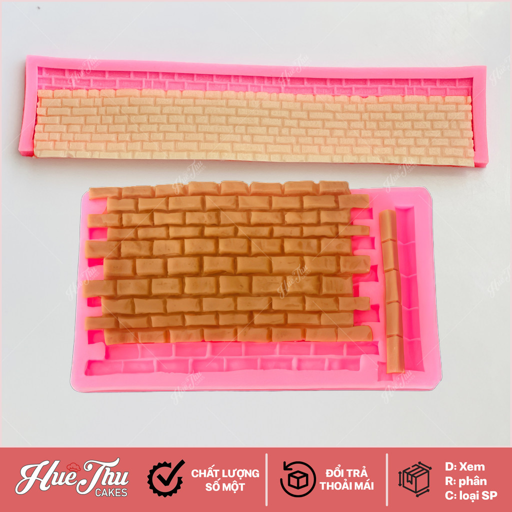 A155 Brick Wall แม่พิมพ์ซิลิโคนสําหรับทําเค้กเยลลี่ 3D และ 4D พร้อมข้าวเหนียว ฟองดอง ช็อคโกแลต เทียน