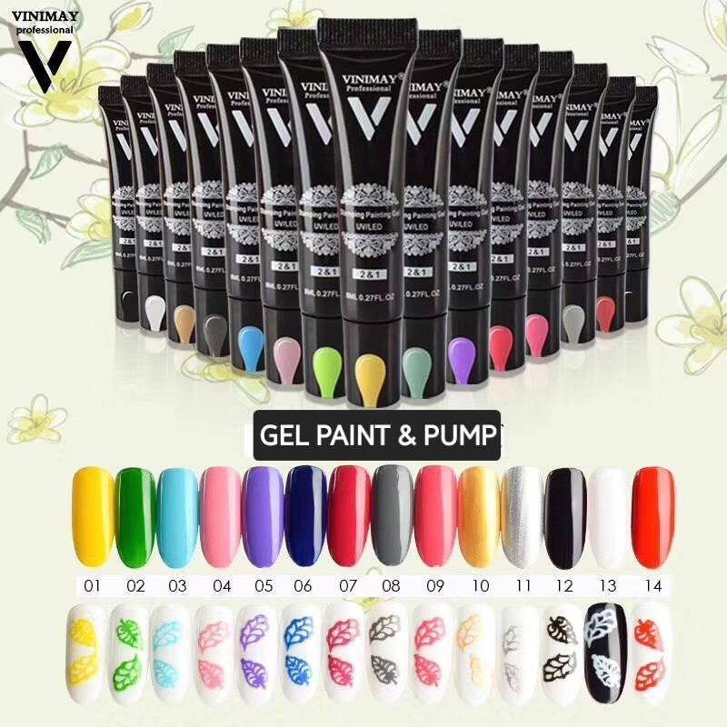 สีเจล สำหรับเพ้นหรือปั้ม VINIMAY 8ml.  พร้อมส่ง​🇹🇭🇹🇭