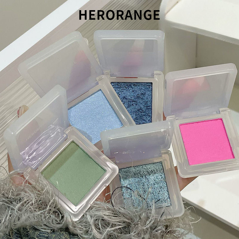 HERORANGE อายแชโดว์สีเดียว อายแชโดว์มันบดเคลือบมุกสีน้ำเงิน