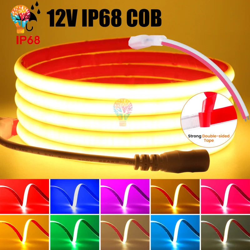 Ip68 กันน้ํา COB LED Strip Light 24V 320LEDs/m ยืดหยุ่น LED Neon เทปสําหรับสระว่ายน้ํากลางแจ้งความหนาแน่นสูง Linear Lighting