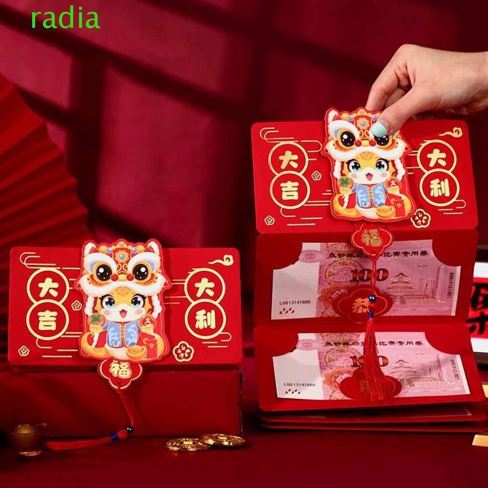 Radiantzap ปีใหม่พับซองจดหมายสีแดง, พรจีน 2025 กระเป๋าเงินปีงู, การ์ตูนกระดาษ Hongbao แบบดั้งเดิมถุงสีแดงโชคดีอุปกรณ์เทศกาลฤดูใบไม้ผลิ