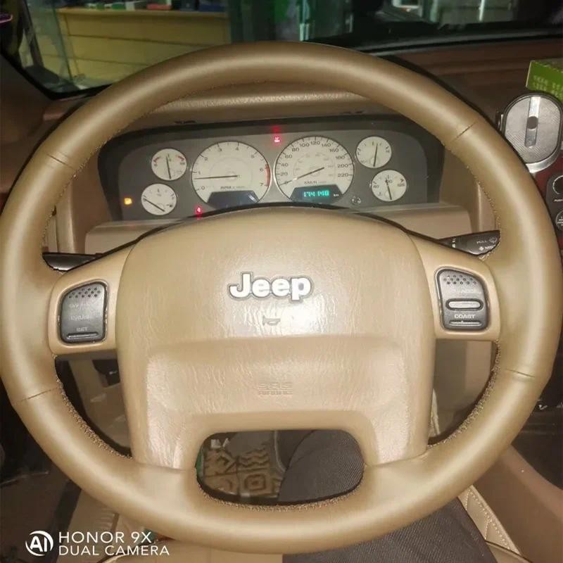 ที่กําหนดเองสีดําสไตล์ cowhide พวงมาลัยรถสําหรับ Jeep Grand Cherokee Hand-Stitched Napa หนังพวงมาลัย