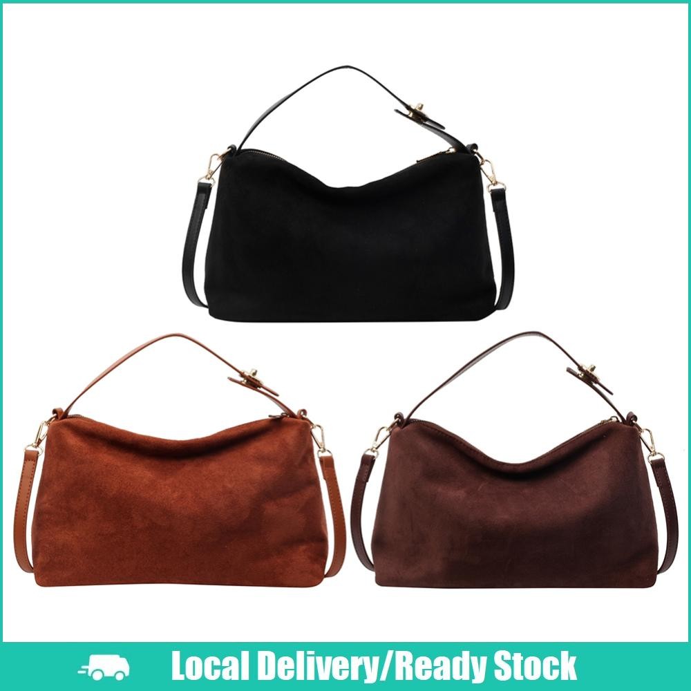 [จัดส่งในพื้นที่] กระเป๋าสะพายหนังกลับแฟชั่นสําหรับผู้หญิงs High Quality Top-Handle Handbag Large Capacity Crossbody Bag Adjustable Strap Satchel Bag