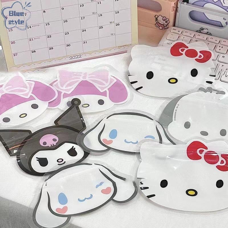 Bluestyle 10 ชิ้น Sanrio โปร่งใส Ziplock กระเป๋า Hello Kitty Cinnamoroll Kuromi My Melody สารกันบูดถ