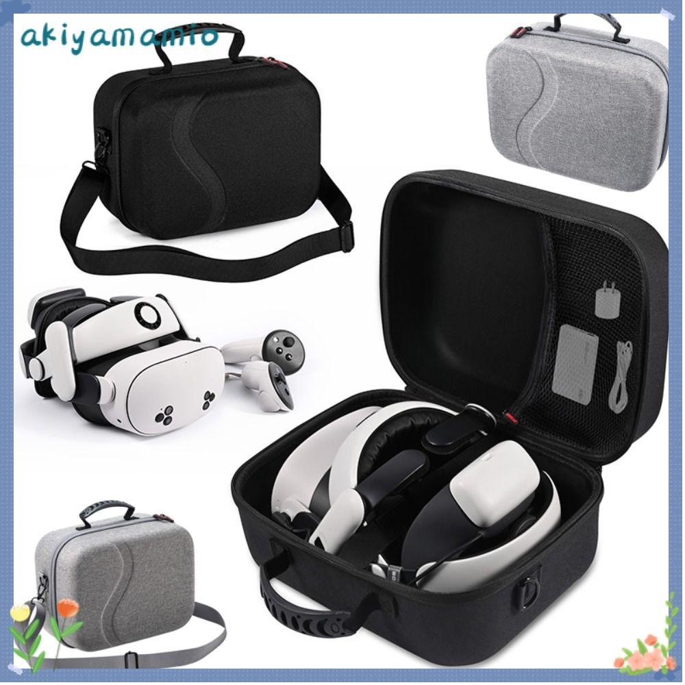 AKIYAMIO VR กระเป๋าเก็บชุดหูฟัง,กันกระแทก EVA กล่องป้องกัน,แบบพกพาป้องกันรอยขีดข่วนความจุขนาดใหญ่กระเป๋าถือสําหรับ Meta Quest 3S