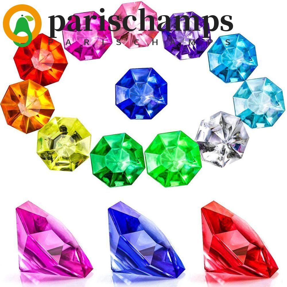 PARISCHAMPS Faux Diamond ชายหญิงของเล่นของขวัญ 100 ชิ้น Faceted ลูกปัดตกแต่งคริสตัล Pirate Filler Props ตกแต่งวันเกิดอะคริลิคเพชร