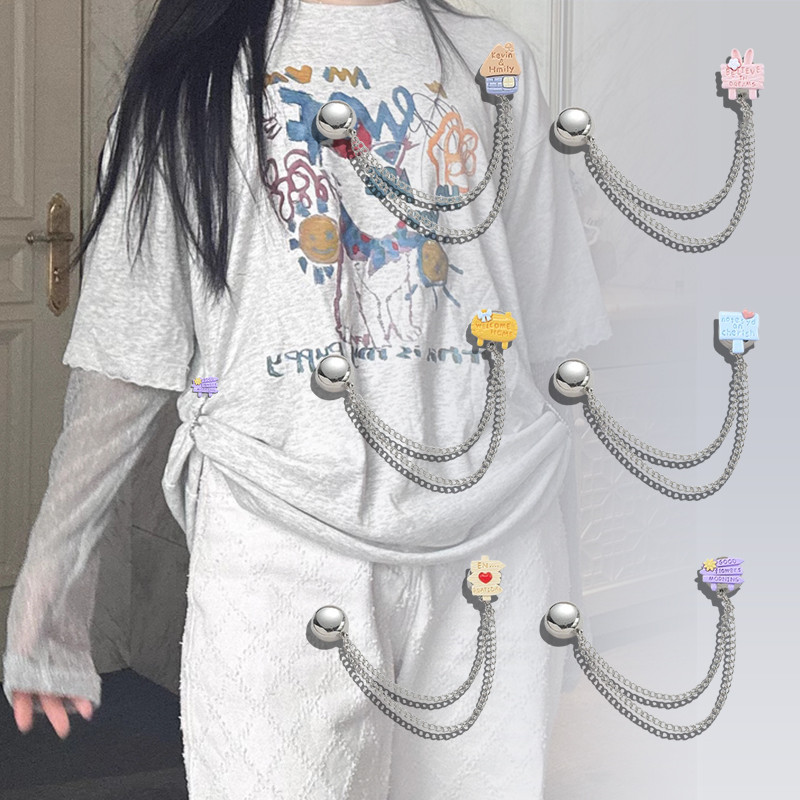 YUNYUAN ป้ายถนนการ์ตูนสู่เสื้อผ้าสั้นพร้อมมุมเอวยาวและสั้น