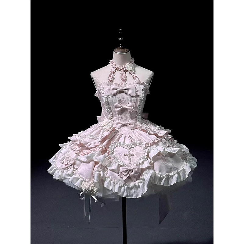 Pink Gothic Dress jsk Daily Light lolita Princess Fluffy Dress lolita