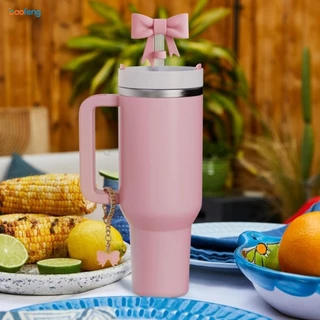 ฝาครอบฟาง & ขวดน้ําซิลิโคน Boot & ขวดน้ําจี้ชุด, Bowknot Shape Straws ฝาปิดและจี้, Tumbler Boot สําหรับ Stanley Owala Tumbler