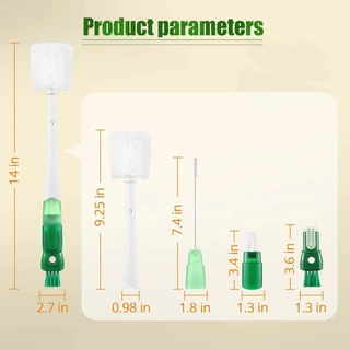 แปรงล้างแก้ว 5 in 1อเนกประสงค์ ด้ามยาว 36CM หมุนได้360องศา แปรงล้างขวดนม