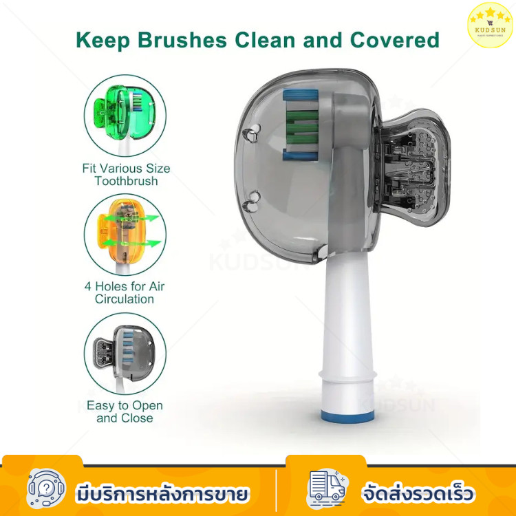 KUDSUN ฝาครอบหัวแปรงสีฟัน ที่ครอบหัวแปรง แบบพกพา ใส่ กันฝุ่น กันน้ํา เหมาะสําหรับเดินทาง ตั้งแคมป์ ห้องน้ํา โรงเรียน - รูปที่ 2