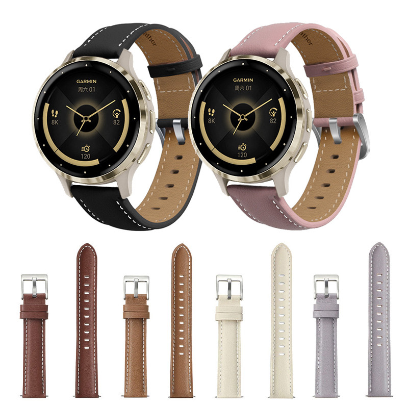 18 มม.สายหนังวินเทจสําหรับ Garmin Venu 4S 3s 2s Forerunner 255s 265s Vivoactive 4s Vivomove 3s