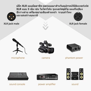 สาย XLR Male To Female (ผู้-เมีย) 3P สัญญาณเสียง Mic ทำจาก PVC (ชีลสเตอริโอ) – ใช้ได้สำหรับสัญญาณเสียงและ DMX