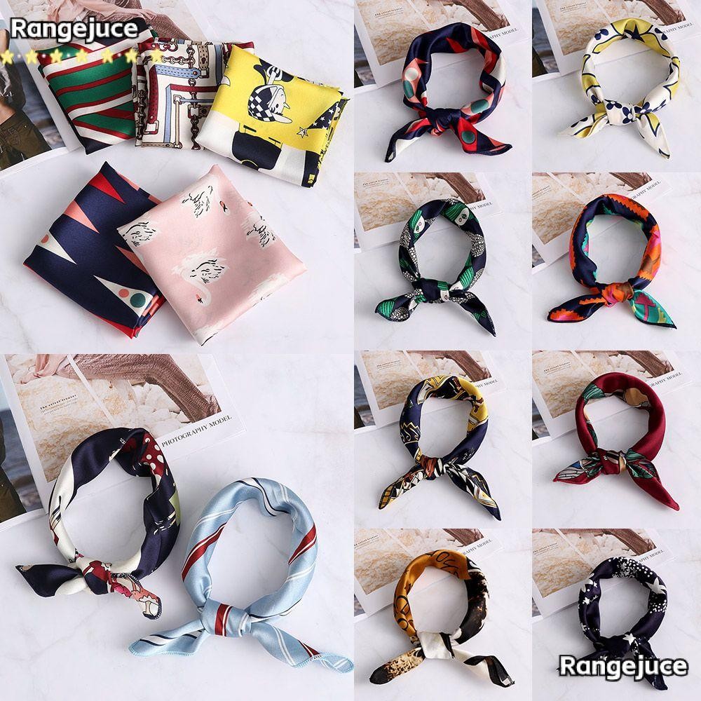 RANGEJUCE ผู้หญิงผ้าพันคอสแควร์ขนาดเล็ก Vintage แฟชั่นผมวงกระเป๋า Tie ข้อมือห่อผ้าพันคอ