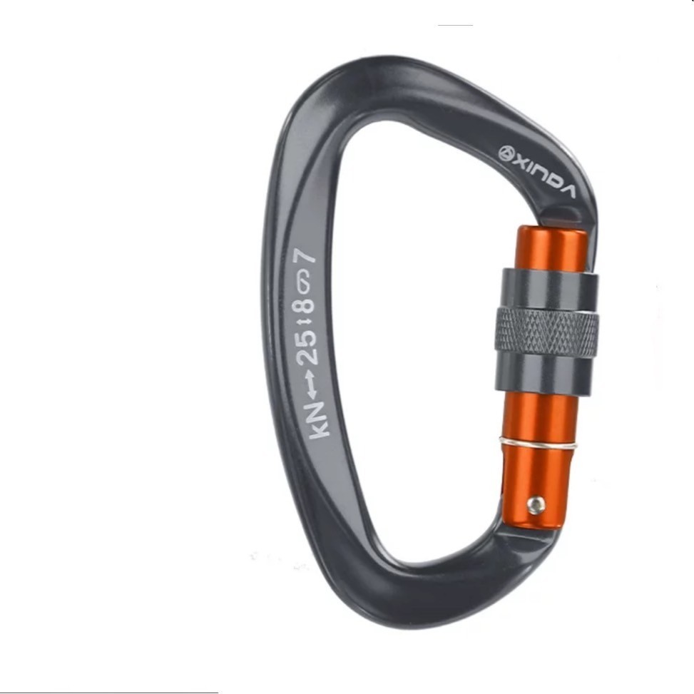 คาราบิเนอร์ รับน้ำหนักได้ 25 KN Carabiner  เกลียวหมุน ยี่ห้อ: XINDA