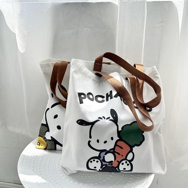 พร้องส่งกระเป๋าผ้าแคนวาส แฟชั่นสไตล์​เกาหลี​สุดฮิต กระเป๋าถือและสะพายไหล่ข้าง เหมาะสำหรับรับผู้หญิง