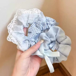 เด็กน่ารักเด็ก Blue Series Bowknot เชือกผมยางรัดผม Scrunchies เครื่องประดับผม