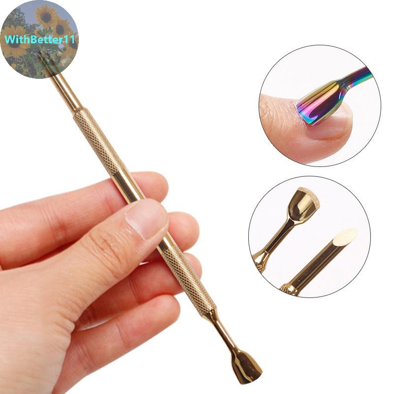 Double Cuticle Pusher เครื่องตัด Remover ร้านเสริมสวยคุณภาพเจลเล็บ Peeler Scraper เล็บ Pedicure ทําความสะอาดเครื่องมือ TH