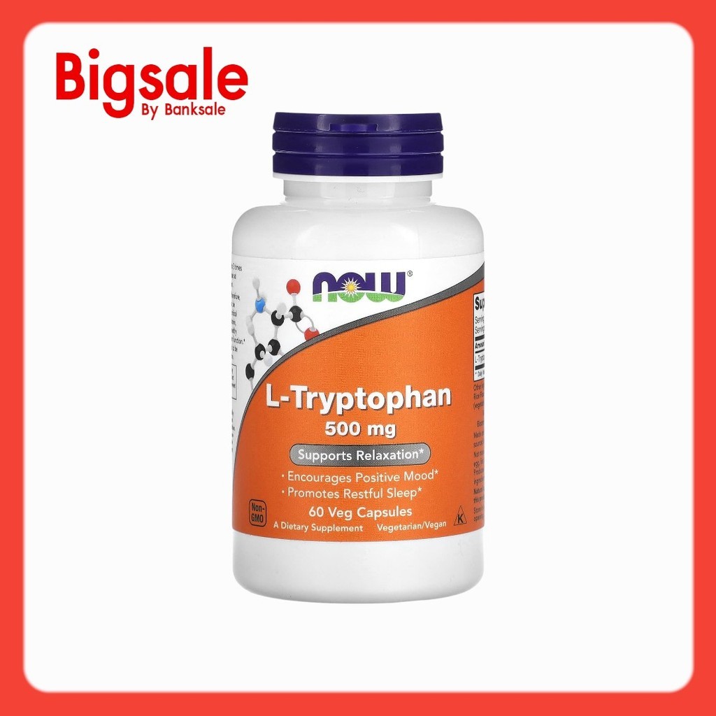 NOW Foods L-Tryptophan 500 mg 60 Veg Capsules แอล-ทริปโตเฟน ขนาด 500 มก