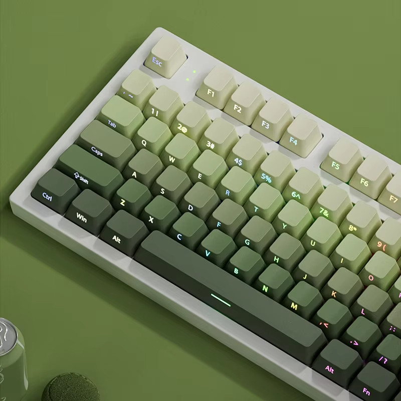 135 คีย์ Double Shot PBT Keycaps โปรไฟล์เชอร์รี่สีเขียวองุ่นด้านข้าง RGB Backlit Keycap สําหรับ MX Switches คีย์บอร์ด