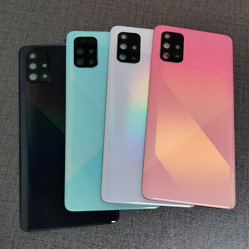 สําหรับ Samsung Galaxy A71 4G A715 A715F ฝาหลังแบตเตอรี่ฝาครอบด้านหลังเปลี่ยนเลนส์กล้องสําหรับ Galax