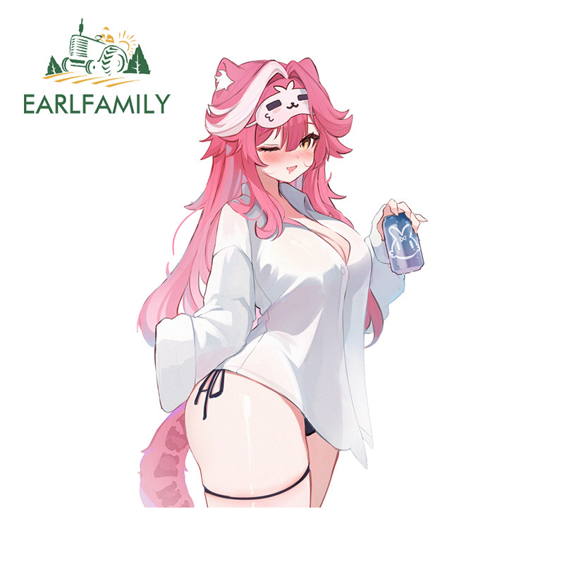 EARLFAMILY Raora Panthera Hololive สติกเกอร์รถการ์ตูนสาวออกแบบ JDM จัดแต่งทรงผมรถกันน้ํา 3D รถจักรยา