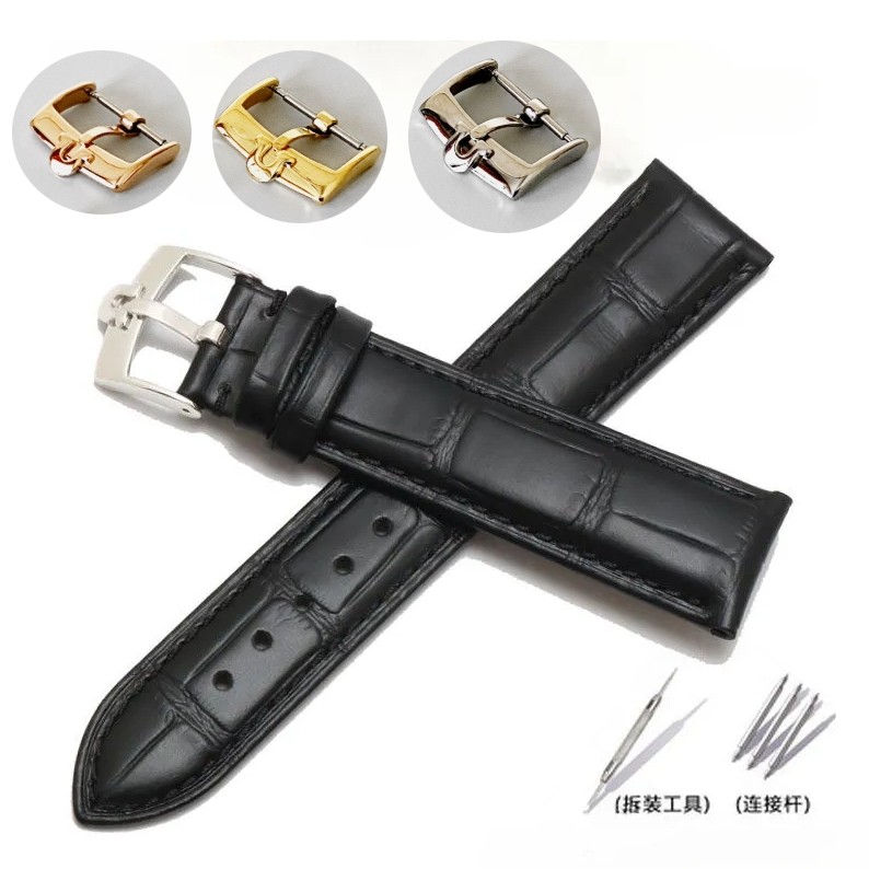 สายนาฬิกาหนังแท้ 18-22 มม. สําหรับ Omega - สายสํารองหรูหราสําหรับ Seamaster/Speedmaster (สีดํา, น้ําเงิน, น้ําตาล)