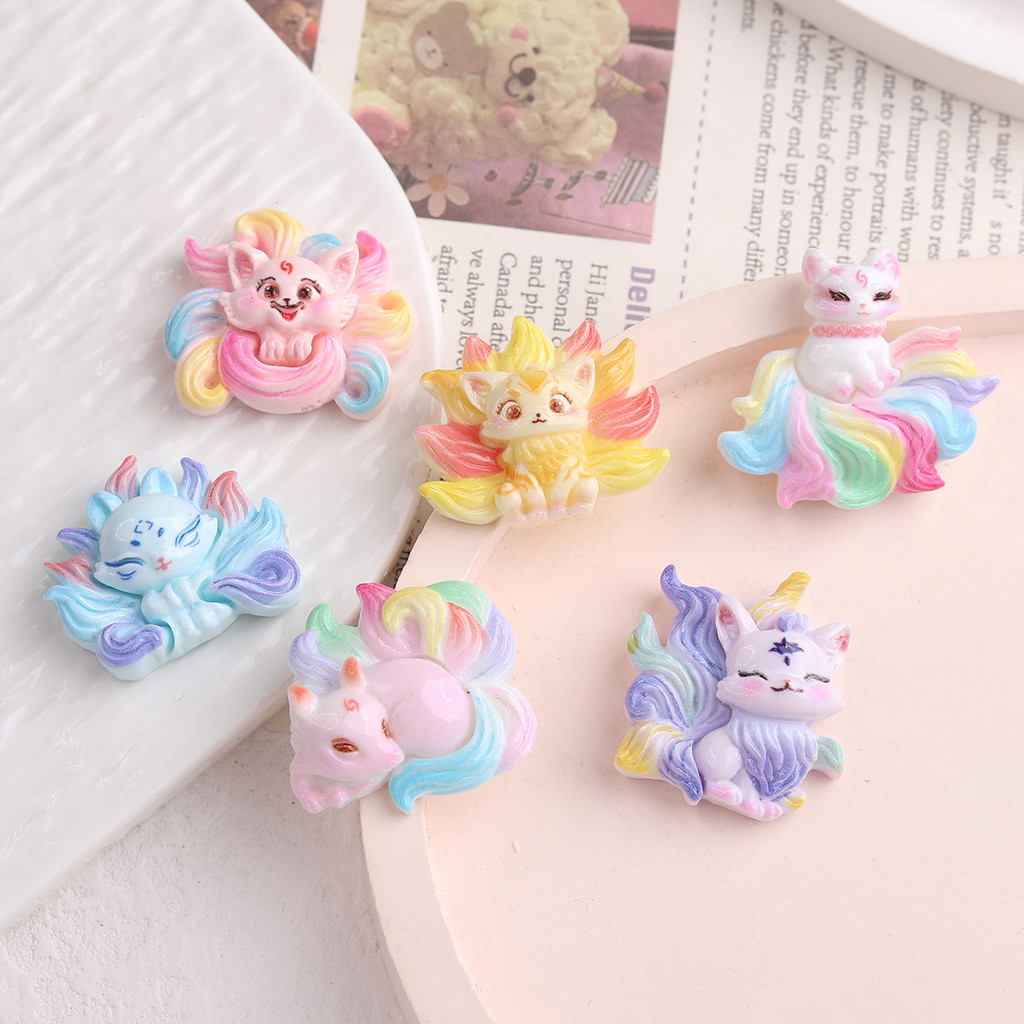 10 ชิ้น Nine Tales Fox Girl 3D เรซิ่น Charms สําหรับ DIy(10-439)