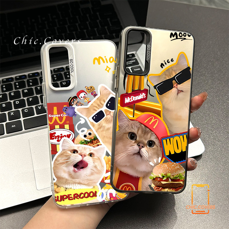 สำหรับ Vivo Y200 Y20 Y20s Y12s Y12A Y17 Y12 Y15 Y11 Y12i Y15A  แมวแฮมเบอร์เกอร์โทรศัพท์วิโว่ V40 V40PRO Y18 Y18s Y18E