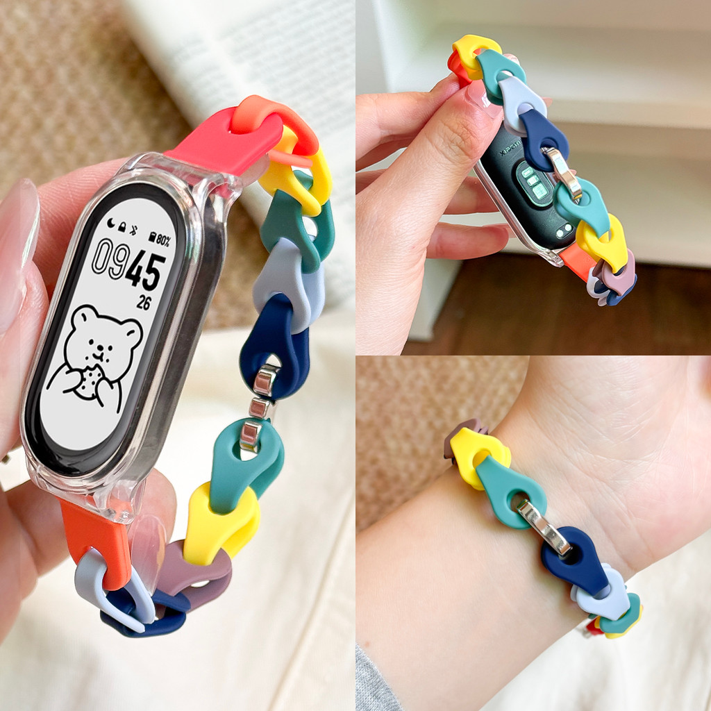 Hollow Out Strap พร้อมเคสสําหรับ OPPO Band สร้อยข้อมือซิลิโคนสีสันสําหรับ OPPO Band สายรัดข้อมือแบบสปอร์ตเปลี่ยนอุปกรณ์เสริม – โปรปัง