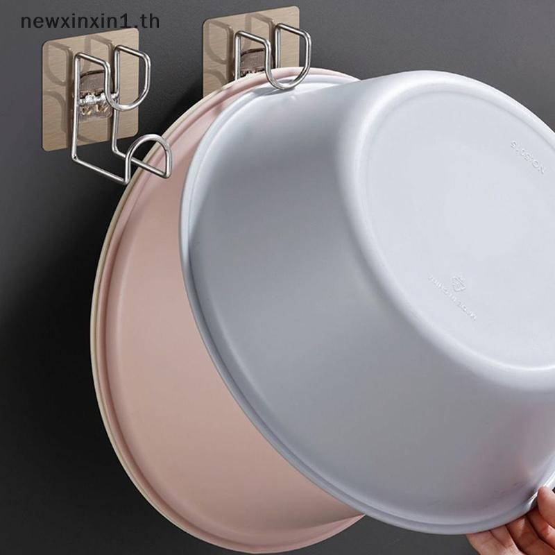 *NT* Punch-Free Sticky Hook ห้องน้ําห้องครัว Traceless อ่างล้างหน้าตะขอประหยัดพื้นที่ Organizer Wall Mount Hook Adhesive Hooks {T}