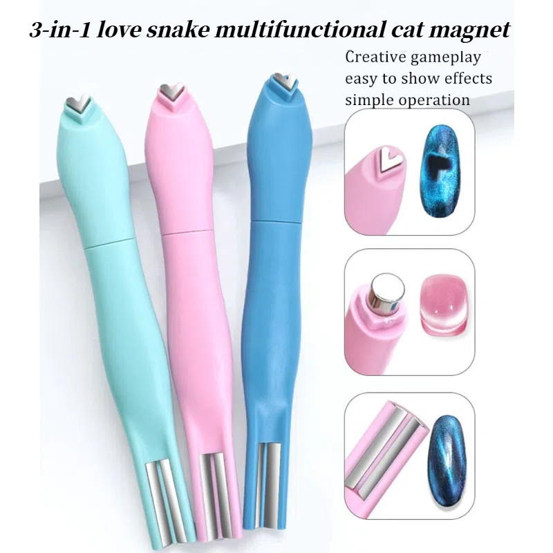 3-in-1Nail Cat Magnetic Stick สําหรับแมวแม่เหล็ก UV Gel Polish Glitter Effect เครื่องมือแต่งเล็บออกแบบเครื่องมือ