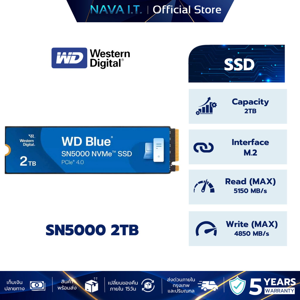 WD SSD M.2 NVMe WD BLUE SN5000 2TB GEN 4.0 (WDS200T4B0E-NVME)