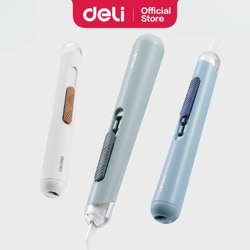 Deli เครื่องตัดเซรามิกปากกาสไตล์การออกแบบปลายโค้งมนปรับใบมีดความยาวล็อคอัตโนมัติหลายระดับ