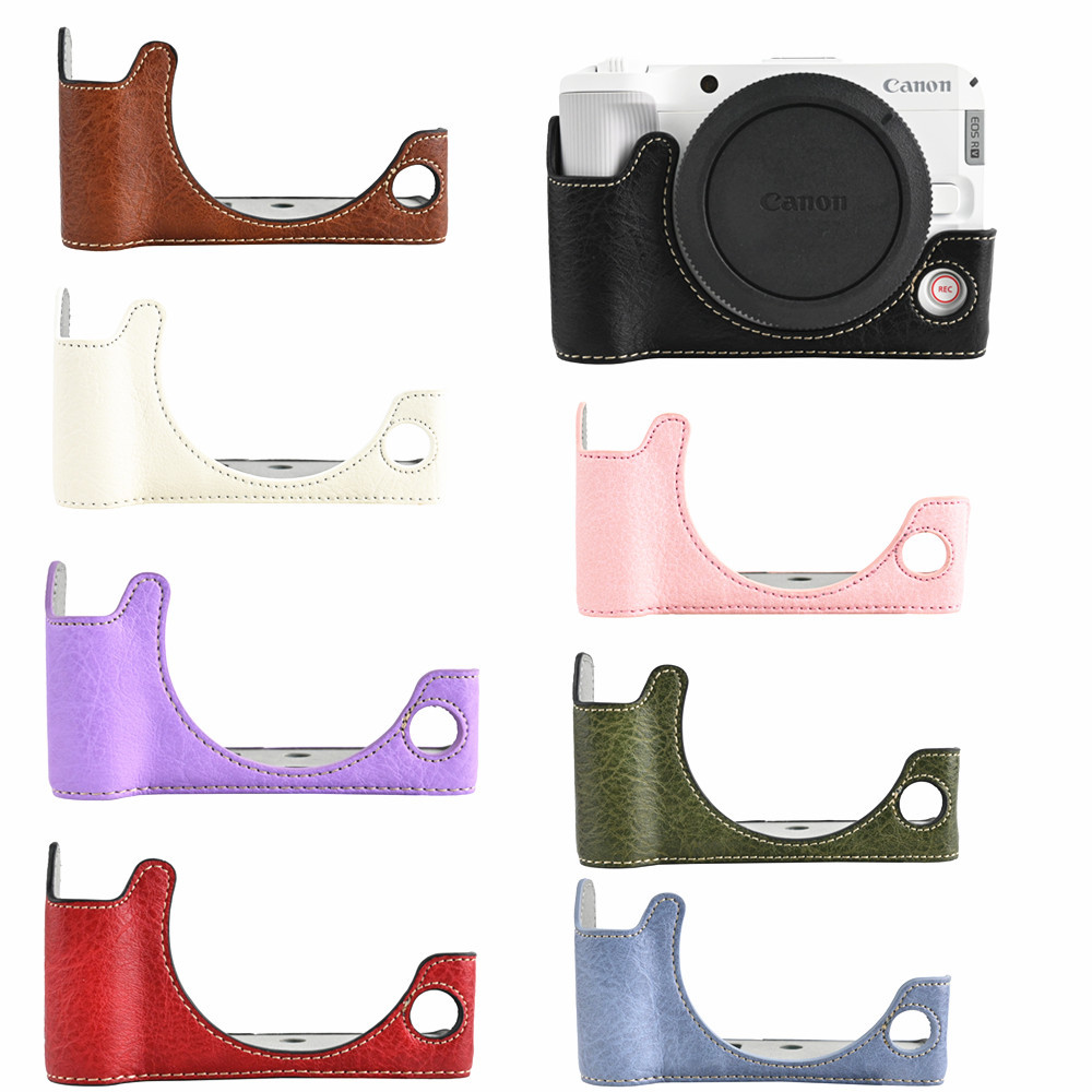 R50V กระเป๋าฐาน PU ตัวป้องกันเคสครึ่งสําหรับกล้อง Canon EOS R50V