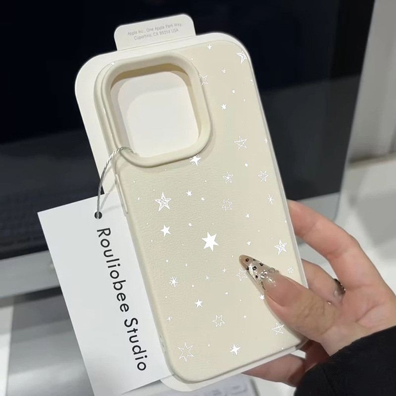 ดาวสีขาวiPhone 15 14 13เคไอโฟน11 12 ProMax 7 8Plus X XSMax XRโชคดีเคสโทรศัพท์มือถืออะคริลิคใสกันกระแท