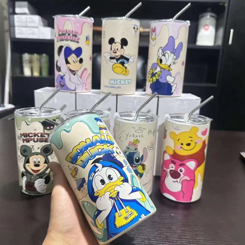 ถ้วยเก็บความร้อนลายการ์ตูนน่ารัก 600ml และท่อสแตนเลสถ้วยความร้อน ของขวัญแฟชั่น รักษาความเย็น ป้องกันการรั่วซึมหลายรูปแบบ