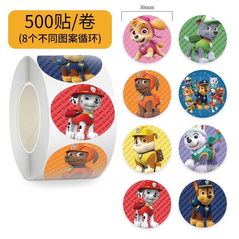 paw patrol ลาดตระเวนการ์ตูนสติกเกอร์ม้วนสติกเกอร์น่ารักสุนัขตระเวนเด็กการ์ตูนสนุกสติกเกอร์ปิดผนึกคู่